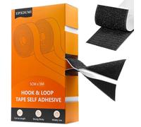 UPXDUMI Hook and Loop Tape 50mm x 5m Multipurpose Strong Self Adhesive Strips Heavy Duty Double Sided Sticky Back Roll Suitable for Home Carpet Sofa Picture Hanging Fabric Industrial Outdoor Black
