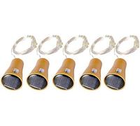 Upxiang Solar Bottle Cork Fairy Lights Bottle Lights Cork Glowing Solar Fairy Lights String 10 LED Bottle Light Night Lamp for Christmas DIY Party Wedding Decoration (Warm White) 5pcs