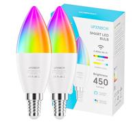 UPXNBOR E14 Smart Bulb, Alexa Light Bulb, WiFi Smart Light, 4.5W, 2 Pack