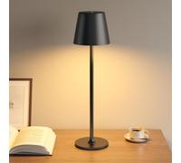 UPXNBOR Night Light, LED Touch Bedside Table Lamp, Cordless Rechargeable USB Table Lamp, 3-Level Dimmable Brightness, IP54 Waterproof, Full Metal Housing, Dual Battery Power, Black