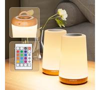 UPXNBOR Night Light, LED Touch Bedside Table Lamp with Remote Control Dimmable Light, 13 RGB Colours and 5 Brightness Levels, Timer, Hook, USB Rechargeable, Portable Lamp for Bedroom, Living Room 2PCS