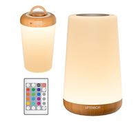 UPXNBOR Night Light, LED Touch Bedside Table Lamp with Remote Control Dimmable Light, 13 RGB Colours and 5 Brightness Levels, Timer, Hook, USB Rechargeable, Portable Lamp for Bedroom, Living Room