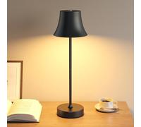 UPXNBOR Rechargeable Table Lamp, Cordless Battery Operated Touch USB Table Lamp, 3-Level Dimmable Brightness, IP54 Waterproof, Full Metal Housing, Dual Battery Power, Black [Energy Class A]