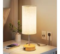 UPXNBOR Touch Bedside Lamps, Table Lamp for Bedroom and Living Room with USB-A & USB-C Charging Ports, 3-Way Dimmable Bedside Lamps, Linen Fabric Shade, (LED Bulb Included)