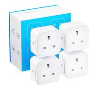 UPXNBOR WiFi Smart Plug 4 Pack, Alexa & Google Assistant Compatible, Remote Control via App, Energy Monitoring, Timer Function, No Hub Needed, 13A Smart Socket - 2.4GHz Only