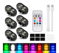 UPXSXT 6Pcs Wireless LED Strobe Lights, 8 Colors 10 kind of Lighting effects USB Rechargeable Anti-Collision Warning Light, High Brightness LED Strobe Lights for Bike Car Drone Motorcycle Aircraft