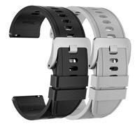 UPZOBU 2-Pack Universal Quick Release Silicone Watch Band for Men, 20mm, Black/Gray