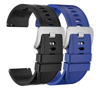 UPZOBU 2-Pack Universal Quick Release Silicone Watch Band for Men, 22mm, Black/Blue