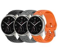 UPZOBU 20mm Watch Band for Amazfit Active 2 Band, Quick Release Silicone Sport Watch Strap (3 Pack, Black/Space Gray/Orange)