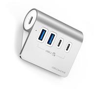 Uqezagpa 10Gbps USB 3.2 Hubs Aluminum Powered PD60W Charging Type C Splitter with Power Adapter for PC