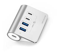 Uqezagpa 10Gbps USB 3.2 Hubs Aluminum Powered PD60W Charging Type C Splitter with Power Adapter for PC