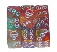 Uqezagpa 10Pcs Acrylic Skull Pattern Dices Round Corner Table Game Math Counting Teaching Tool Enduring Table Game Accessories for Role Playing Games
