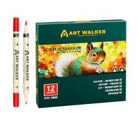Uqezagpa 12/24/36 Color Double Tip Acrylic Markers Brush Pen Water Based Inks For Scrapbook Journal Calendar Planner Card Making Professional Illustrations Markers