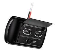 Uqezagpa 12V USB Car Charging Adapter Panel Wall Mount Double USB/USB C Port Car Fast Charging with Button Switches