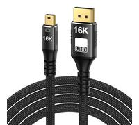 Uqezagpa 16K Small DisplayPort To DisplayPort 2.1 Extension Cable Supports 16K@60Hz 8K@120Hz 80Gbps Speed Transmission Aluminum Shielded Cable