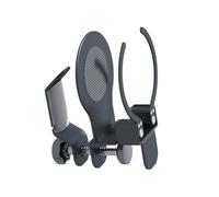 Uqezagpa 2 in 1 360°Swivels Cup Tray Cup Holder with Headsets Hook Durability Aluminum Clamp Mount Fit for 5-50mm Thick Desks Adjustable Under Desk Headsets Holder