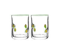 Uqezagpa 2 Lemon Pattern Glass Cups 14oz Elegant Fruit Pattern Ideal for Cocktails Hour Dinner Parties Kitchen Essential Lemon Themed Party Glasswares Pair