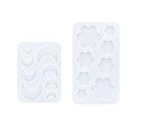 Uqezagpa 2 Pieces Silicone Jewelry Set For Handmade Flower And Moon Pendant Designs With Food Grade Flexible Materials Flexible Silicone For Earring Pendants