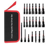 Uqezagpa 21Pcs Magnetic Nut Driver Set, 1/4" Drill Driver Bit Set, Metric and, SocketAdapters, Quick