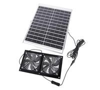 Uqezagpa 25W Panel Double 12V Solar Powered Ventilation Fan for Exhaust Cooling in Outdoor Areas Like Coops Sheds Ventilation Cooling Fan Metal