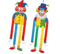 Uqezagpa 2Pcs Colorful Clown Wall Decor Folding Paper Hanging Ornament For Halloween Festivities & Birthday Party Supplies Paper Clown Party Decorations