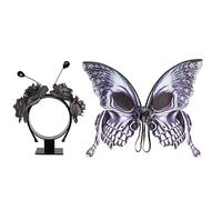 Uqezagpa 2Pcs Skeleton Butterfly-Wings Headband For Dance Birthday Party Costumes Halloween Cosplay-Props Angel