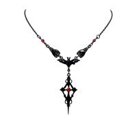 Uqezagpa 3. Dark Aesthetic Triple Bat Chain Featuring Metallic Rose, Bold Gothic Jewelry for Nervous Enhancer, Birthday Permanent Dark