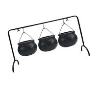 Uqezagpa 3 Pcs Hanging Cauldrons Serving Set Halloween Decoration Holiday Party Supplies for Table Indoor Home Decorations Halloween Party Decorations Witches Cauldron Serving Bowls On Rack Gift