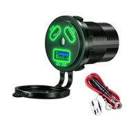 Uqezagpa 3-Port Car Charging Socket Double Type C PD45W and 18W USB Fast Charging Adapter for Marine Motorcycle