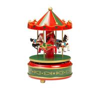 Uqezagpa 3. Wooden Carousel Music Box Hand-Cranked Smooth Rotation & Holiday Melodies For Christmas Living Room Ambiance Classical Christmas Melodies Box