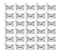 Uqezagpa 30Pieces Antique Silver Love Letter Charm Components For Jewelry Making And Customizable Pendant Creation Crafting Charm For Bracelets