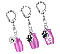 Uqezagpa 3Pcs Metal Urns Keyring for Dog Ashes Container Keychain with Paws Print Pendant Memorial Pet Urn Jewelry Urn for Dog