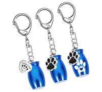 Uqezagpa 3Pcs Metal Urns Keyring for Dog Ashes Container Keychain with Paws Print Pendant Memorial Pet Urn Jewelry Urn for Dog