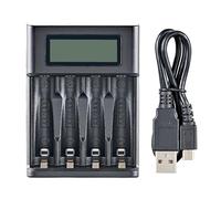 Uqezagpa 4 Bay AA LR03 Battery Charging Adapter USB Input Fast Charging Independence Slots LCD Display for NiMH NiCD