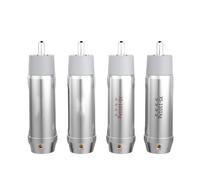 Uqezagpa 4pcs Music Plugs HiFi Plugs Silver Music Male to Male Silver Plugs for Home Theater Amplifiers