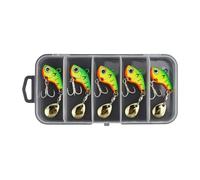 Uqezagpa 5Pcs Metal Fishing VIB Lures with Strong Treble Hook Rotating Metal Vib Vibrations Baits Spinner Spoon Easy to Use Spinner Spoon