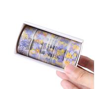 Uqezagpa 5Rolls Flower Tape 15mmX2M Decorative Tape Aesthetic PET Tape for Scrapbooking Journal Notebook Album Phone