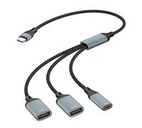 Uqezagpa 60W USB C Splitter Cable Fast Charging And Data Transfer Adapter For Phone 15 Laptop Tablet USB C Splitter