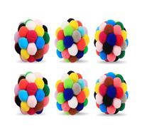 Uqezagpa 6Pcs Cats Teething Toy Colorful Ball Shape For Kitten Chew Better Attract Cats Cartoon Ball Shape Exercise Training Toy