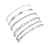 Uqezagpa 6pcs Elegant Gold Bracelets For Women 14K Real Gold Plated Stackable And Comfortable Wear Statement Pieces Set Paperclip Chain