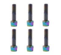 Uqezagpa 6Pieces Bicycles Handlebar Screw Colorful Steel Tapered Head Road Bike Stem Bolts For Bicycles Parts Bike Parts