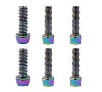Uqezagpa 6Pieces Bicycles Handlebar Screw Colorful Steel Tapered Head Road Bike Stem Bolts For Bicycles Parts Bike Parts