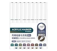 Uqezagpa 9 Color Liquid Acrylic Paint Marker Acrylic Paint Pen Brush Tip for Drawing Card Making Scrapbooking Journaling