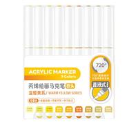 Uqezagpa 9 Color Liquid Acrylic Paint Marker Acrylic Paint Pen Brush Tip for Drawing Card Making Scrapbooking Journaling