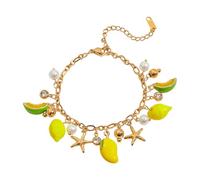 Uqezagpa Adjustable Fruit Charm with Sweet Pendant Stainless Steel Texture Chain Jewelry Present for Women and Girls Unique Beach Themed