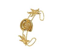 Uqezagpa Adjustable Starfishes Shell Sun Stainless Steel Statement Open Bangle Accessory for Women Girls Sea Theme Stainless Steel