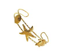 Uqezagpa Adjustable Starfishes Shell Sun Stainless Steel Statement Open Bangle Accessory for Women Girls Sea Theme Stainless Steel