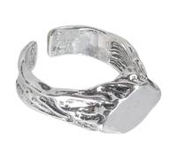 Uqezagpa Adventure Themed Stone Jewelry Rock Pattern Rings Handcrafted Metal Band Tribal Nomadic Styles Stone Finger Accessory Sturdy Alloy Statement