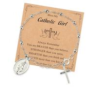 Uqezagpa Alloy Catholic Prayer Featuring Marys Crosses Charm for Travel and Everyday Use Comfortable Faith Based Wrist Rosary