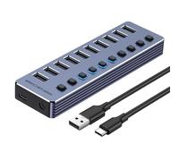 Uqezagpa Aluminum USB3.0 Splitter 4/7/10 Port USB Adapter Fast Speed Data Transfer and Charging with Independently